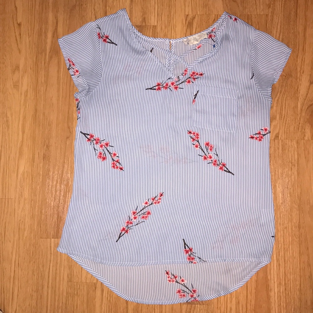 Cute floral, striped shirt